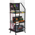 Fishing Rod Holder for Garage Organization, Fishing Rod Rack, Fishing Gear Storage up to 12 Rods with Pegboard & Hooks, Heavy Duty Fishing Cart with Wheels for Fishing Storage,Tackle Box (Large)