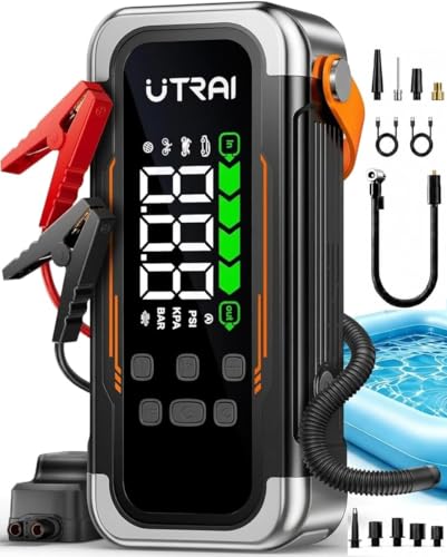 UTRAI Jump Starter with Air Compressor, 6000A Peak Battery Jumper Starter Portable (All Gas & 10.0L Diesel) with 150PSI Tire Inflator & Air Blower, PD 30W Fast Charge, 12V Jump Box Jump Pack