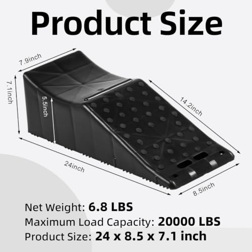 Heavy Duty Car Ramps for Oil Change,RV Wheel Ramp 20,000lbs Capacity,5.5" Lift Non-Slip Portable Vehicle Service Ramps for RV, Camper, Trucks,SUVs,Tandem Axle Trailer Tire Repair & Replacement(1 pack)