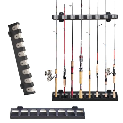 linguang Organizer Wall Mount 6/8 vertical/Horizontal for Fishing Rod Holders and Pole Racks Accessory to Garage Door Home Room(Gray 8 Vertical)
