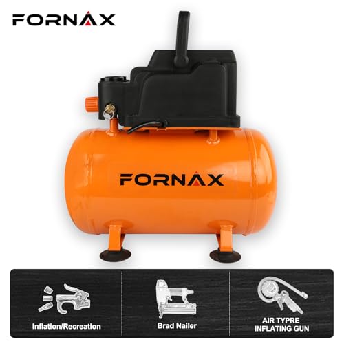 FORNAX 3 Gallon Portable Air Compressor, 110 PSI Hot Dog Air Compressor, Oil Free