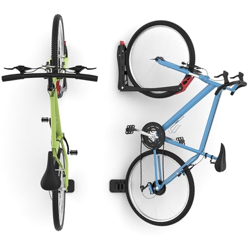 WALMANN BIKEPAL No Lifting Wall Mount Swivel Bike Rack, Vertical Bike Wall Hangers for Garage Space Saving Bike Storage Solution(2 Pack)