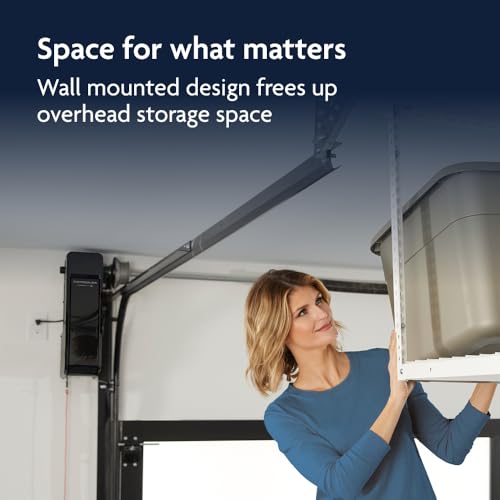Chamberlain RJO101MC Ultra-Quiet Wall Mount Garage Door Opener with Battery Backup, myQ Smart Wi-Fi Control, LED Lighting System, Space-Saving Design for Quiet Operation