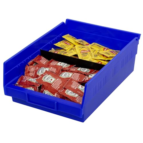 Akro-Mils 30150 Plastic Shelf Bins, Heavy Duty Storage Bins for Garage, Closet, and Drawer Organization, 12" x 8" x 4", Blue, 12-Pack