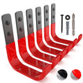 SunVFaFa 4 Inch Garage Hooks, 6 Pack Heavy Duty Wall Hooks for Hanging, Ladder Hangers for Garage Wall Mount, Steel J Utility Garden Hose Holder Tool Organizers and Storage(55lbs)