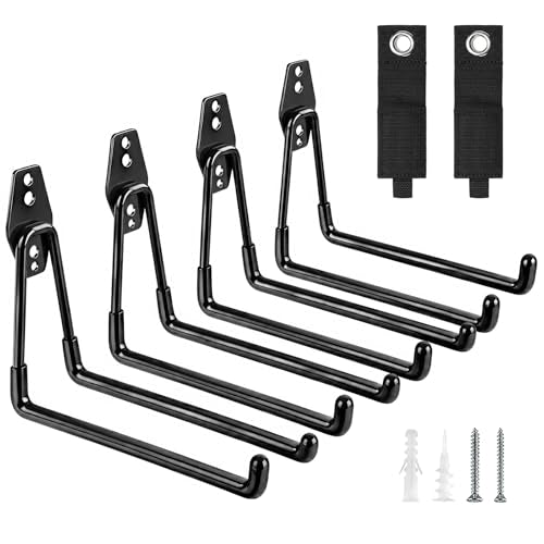 Eptcp Large Garage Hooks Heavy Duty, 4 Pack 7.5 inch Garage Wall Hooks for Hanging Ladder, Kayak, Bike, Chair and Tool