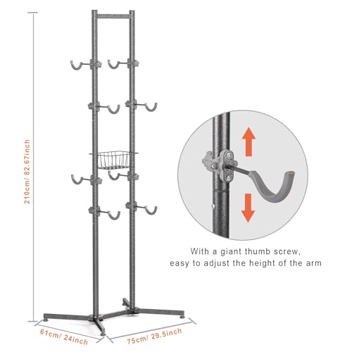 CXWXC 2-/4-Bike Storage Rack with Basket - Bike Rack Garage for Road, Mountain and Hybrid Bike Garage & Home (For 4 bikes)