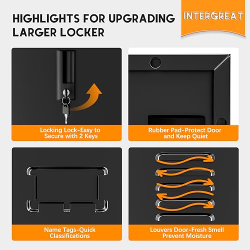 INTERGREAT 9 Door Storage Locker for Employee, Metal Locker for Office, Gym, Shool, Lockable Steel Locker with Lock and Card Slot for Home, Garage, Black