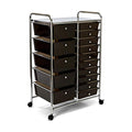 Seville Classics Rolling Utility Organizer Storage Cart , for Home Office, School, Classroom, Scrapbook, Hobby, Craft, 15 Drawer, Black