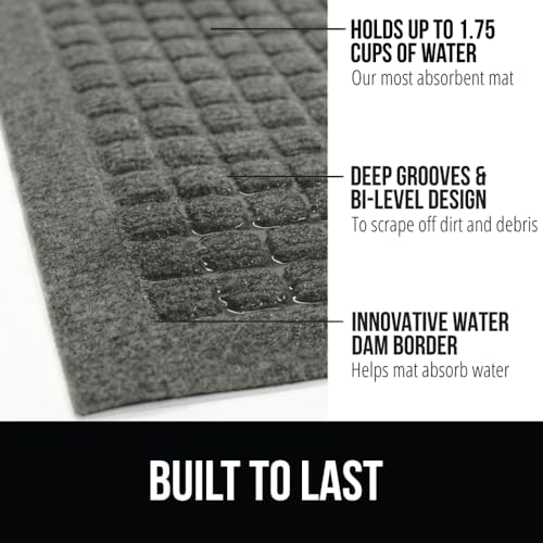 GORILLA GRIP SoakSTOPPER Door Mat, 24x17, Gray and HydroABSORB Door Mat, 29x17, Gray Bundle