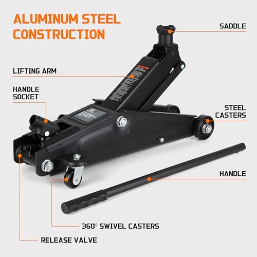 Olympia Tools 91-805 Torin Hydraulic Trolley Service/Floor Jack with Extra Saddle (Fits: SUVs and Extended Height Trucks): 3 Ton (6,000 lb) Capacity, Black