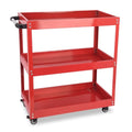 DEGEDUN 3-Tier Utility Cart, 330 Lbs Load Capacity, Heavy Duty Rolling Tool Cart with Wheels, Red Steel Service Cart for Workshop and Garage Storage