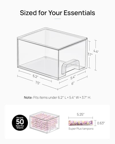 Vtopmart 4 Pack Small Clear Stackable Storage Drawers,Acrylic Bathroom Makeup Organizer,Plastic Storage Bins for Vanity, Undersink, Kitchen Cabinets, Pantry, Home Organization