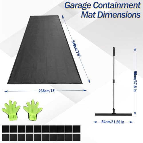 Bamgoten (7'9"× 18'）Garage Mats for Floor,1.2-Inch PVC Raised Edges for Cars SUVs Trucks for Residential Garages, Parking Lots, Warehouses and Repair Shops, Includes Gloves, Scraper, and Velcro Straps
