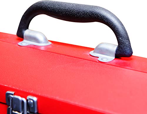BIG RED TB102 Torin 16" Hip Roof Style Portable Steel Tool Box with Metal Latch Closure, Red