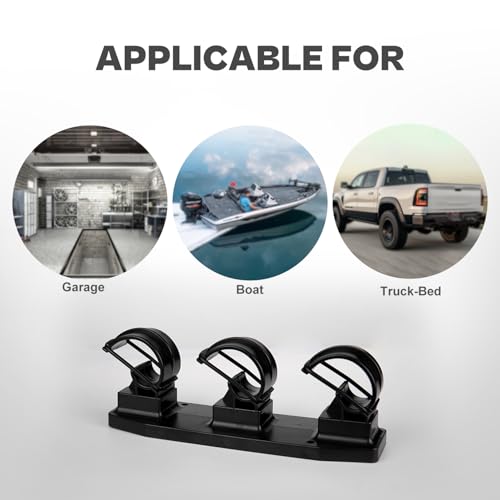 VEYWANE Fishing Rod Racks for Boat/Wall/Truck Bed, 3-Poles Storage Holders with Rubber Band Clips 2 Packs
