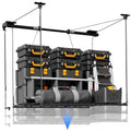FLEXIMOUNTS Overhead Garage Storage Rack, 4x4 Ft Heavy-Duty Garage Ceiling Storage Racks, Adjustable Organization System with 71'' L Axle, 350lbs Weight Capacity, Carbon Black
