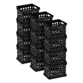 Sterilite Mini Crate, Stackable Plastic Storage Bin with Handles, Organize Home, Garage, Office, School, Dorm Room, Black, 12-Pack