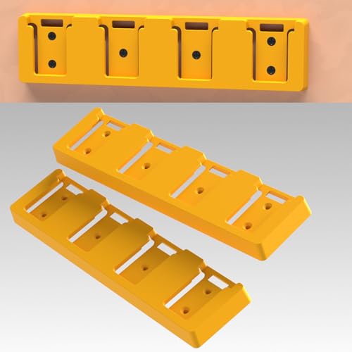 Battery Rack Compatible with DeWalt 20V Battery Holder, Mount 4 Slot Bulk Battery Garage Tool, Tools for Dewallt 20v , Wall Display Hook Holder (Yellow-1pc)