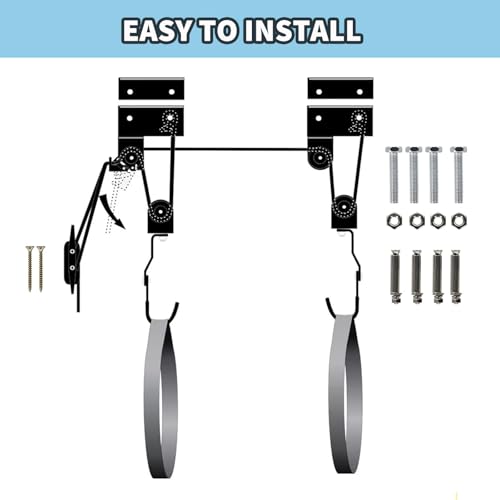 LINGVUM Kayak Hoist Lift Garage Storage with 125lb Capacity Overhead Pulley System for Kayak, Canoe, Bike, Ladder, Paddleboard, Black