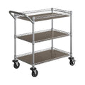 Seville Classics UltraDurable NSF Commercial Heavy Duty Metal Rolling Utility Cart, w/ Steel Shelves, Handle Bar for Restaurant, Garage, Warehouse, Kitchen, Office, Top Basket 35.5"W x 20.25"D, Chrome