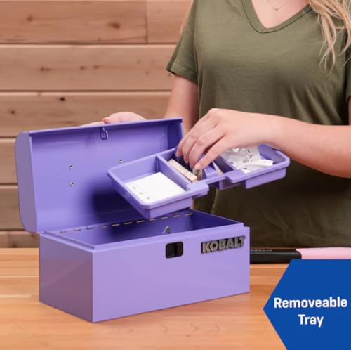 Portable Mini Toolbox 10.83-in W x 5.91-in H x 5.91-in D purple Steel Tool Box, makeup orginaztion, craft storage
