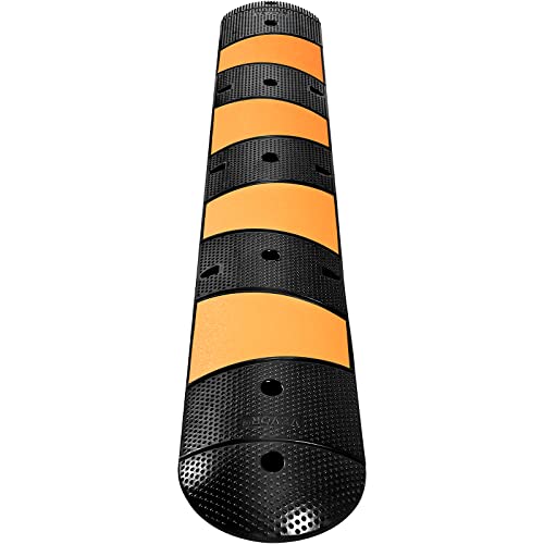 VEVOR Rubber Speed Bump, 1 Pack 2 Channel Speed Bump Hump, 72" Long Modular Speed Bump Rated 22000 LBS Loading, 72.8 x 12.2 x 2.2 Garage Speed Bump for Asphalt Concrete Gravel Driveway with 2 End Cap