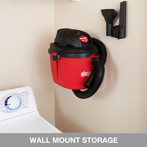 Shop-Vac 2.5 Gallon 2.5 Peak HP Wet/Dry Vacuum, Portable Compact Shop Vacuum with Collapsible Handle Wall Bracket & Multifunctional Attachments for Home, Jobsite. 2036000
