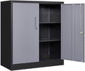 SISESOL Metal Storage Cabinet with Doors and Shelves,Garage Storage Cabinet with Lock,Black Grey Metal Cabinets with Locking Doors,Steel Cupboard for Home,Office,Garage Cabinets 36" H