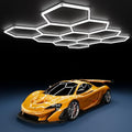MODERN 11Grids Hexagon Garage Light: 48Pack 384W 47000LM High Brightness Hexagon Garage Lights-Easy Install Honeycomb Ceiling Lights for Warehouse, Gym Basement, Exhibition Hall