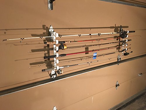 Fourth Wall Solutions Storage Rack for Garage Doors with Hooks for Fishing Rods, Kayak Paddles and More