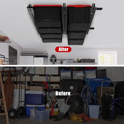 Ultrawall Overhead Garage Storage Racks, Adjustable Garage Ceiling Storage Rack, Heavy Duty Garage Organizer Hanging Storage Rack for Most Storage Bins/Totes/Container, 48" x 48"