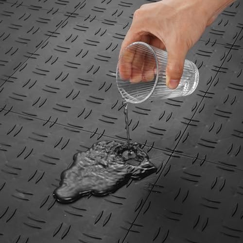 VEVOR Garage Floor Tiles 12 x 12 x 0.53 inch, Interlocking Design Ease of Installation Double-Sided Texture Non-Slip Sturdiness, for Garages, Basements, Repair Shops, Black, 50 Pack