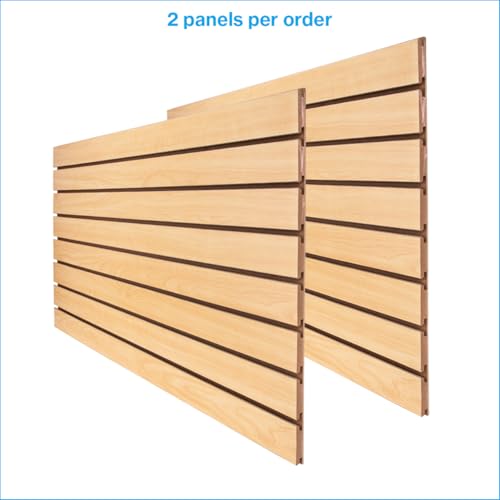 SSWBasics 4 ft x 2 ft Horizontal Maple Slatwall Easy Organizer Panels (24" H x 48" L) - Pack of 2 - Perfect for Retail Store, Garage Wall, and Craft Storage Organization