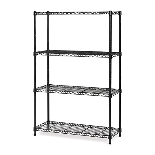 Seville Classics 4-Tier Black Epoxy NSF Steel Wire Shelving, 14" D x 36" W x 54" H