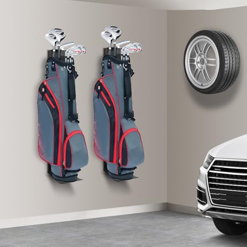 Krotour Wall Mount Golf Bag Storage Stand Organizer Rack for Garage, Air Spring Sliding System Single Golf Bag Holder for Wall, Golf Storage Organizer for Golfing Clubs, Home, Basement
