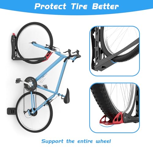 WALMANN BIKEPAL No Lifting Wall Mount Swivel Bike Rack, Vertical Bike Wall Hangers for Garage Space Saving Bike Storage Solution(2 Pack)