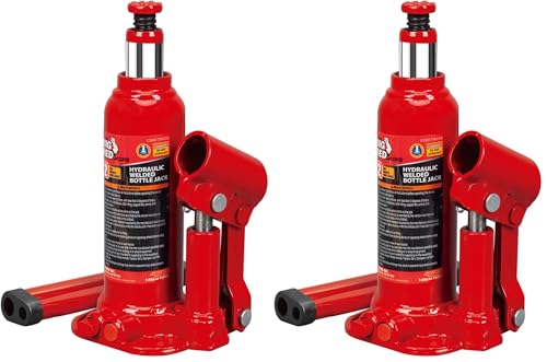BIG RED T90203B Torin Hydraulic Welded Bottle Jack, 2 Ton (4,000 lb) Capacity, Red (Pack of 2)