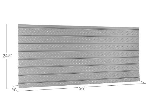 NewAge Products Pro Series 56-Inch x 24.5-Inch Diamond Plate Silver Slatwall Backsplash, Heavy Duty Steel Garage Wall Organizers, 51713