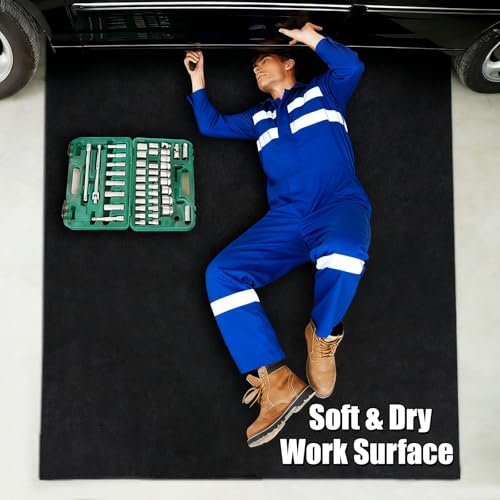 ZugGear Heavy Duty Oil Spill Mat, Garage Floor Mat for Under Car, Premium Oil Absorbent Pads, Reusable, Slip-Resistant, Waterproof Rubber Backing Contains Liquids, Protects Garage Floor(XXL-60''x72'')