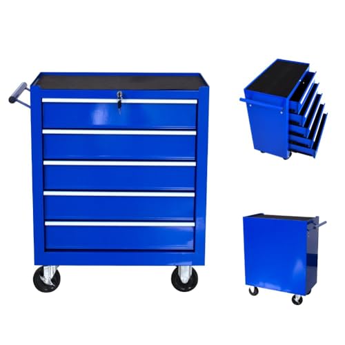 Torin 5 Drawer Tool Chest on Wheels, Rolling Garage Tool Storage Cabinet Workshop Organizer with Locking System for Garage, Warehouse, Workshop, Repair Shop