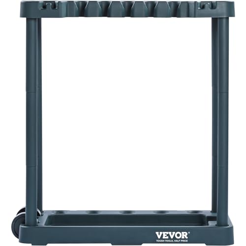 VEVOR Garden Tool Organizer, 10 Slots, Yard Tool Tower Rack for Garage Organization and Storage, Hold Long-Handled Tool/Rake/Broom/Shovel, PP Garden Tool Stand Holder Organizer for Yard, Shed, Outdoor