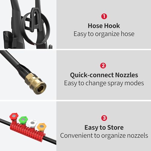 Electric Pressure Washer, 2.5 GPM Power Washer with 4 Quick Connect Nozzles & Foam Cannon, Portable High Pressure Washer Cleaning Machine for Cars Fences Driveways Patios