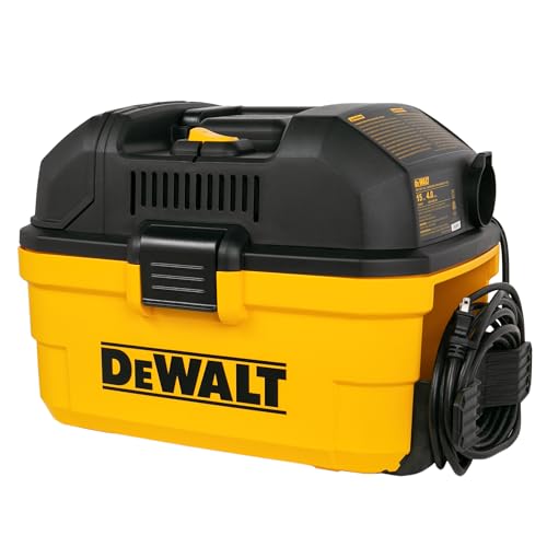 DEWALT DXV04T 4 Gallon Wet/Dry Shop Vacuum, 5 Peak HP Portable Corded Vac with Utility and Crevice Nozzles