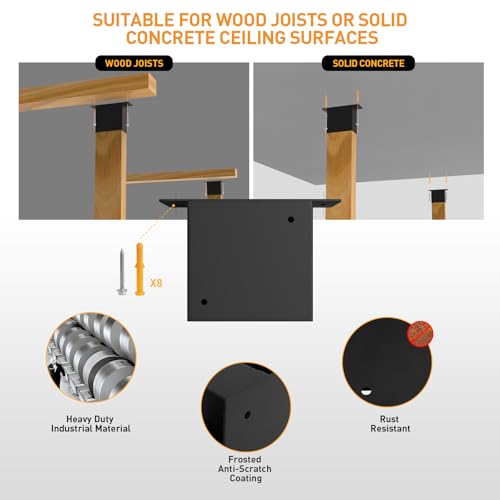 GOOCORREC Heavy Duty Overhead Garage Storage Rack Kit for 2x4 Wood (Actual 1.5"x3.5") - DIY Ceiling Storage System, 500 lbs Capacity, Easy Install, Metal Brackets (No Lumber Included)