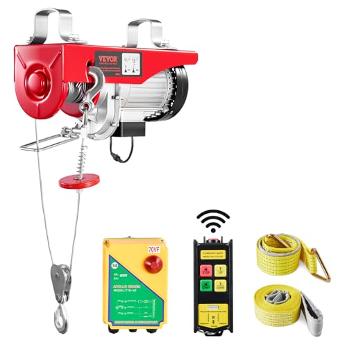 VEVOR 880lbs Electric Hoist with Wireless Remote Control, 110v Electric Hoist with Remote Control, 40ft/20ft Lifting Height Motor, for Garage Warehouse Factory