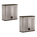 Suncast 2 Pack 4 Cubic Feet Resin Single Shelf Garage Wall Storage Cabinet, Platinum