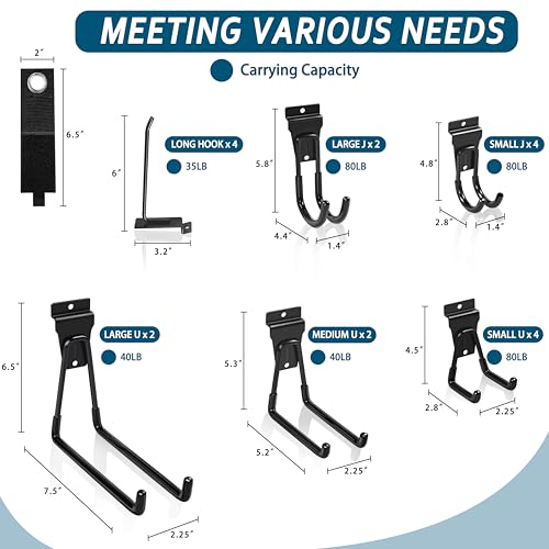 klasit Slatwall Hooks Black 20Pack Firmly and Durable Slatwall Accessories,Perfect for Organizing Garden Tools and Heavy Duty Tools and Garage Hooks Organize Your Space Efficiently