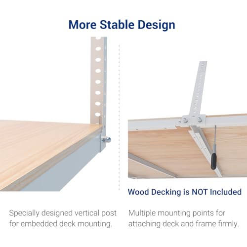 FLEXIMOUNTS 4x8 Overhead Garage Storage Rack without Decking,plus 2-Pack Add-On Storage Utility Hook Accessory,600lbs Weight Capacity, White