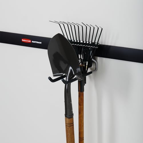 Rubbermaid Fast Track Wall Mounted Garage Storage Utility Multi Hook For Tools, Rope, and More, Supports Up to 50 Pounds Each (6 Pack)
